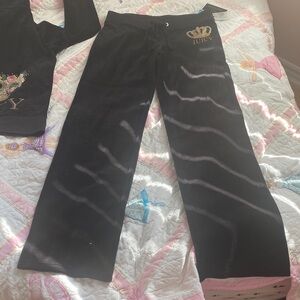 Juicy Couture Black Pants with Gold Embroidery